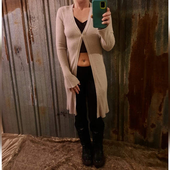 Trench Coat Length Cable Knit Xhilaration Cardigan - Picture 2 of 12